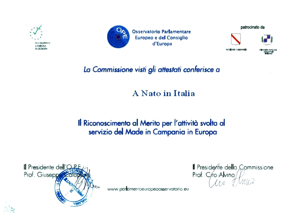 Attestato a Nato In Italia